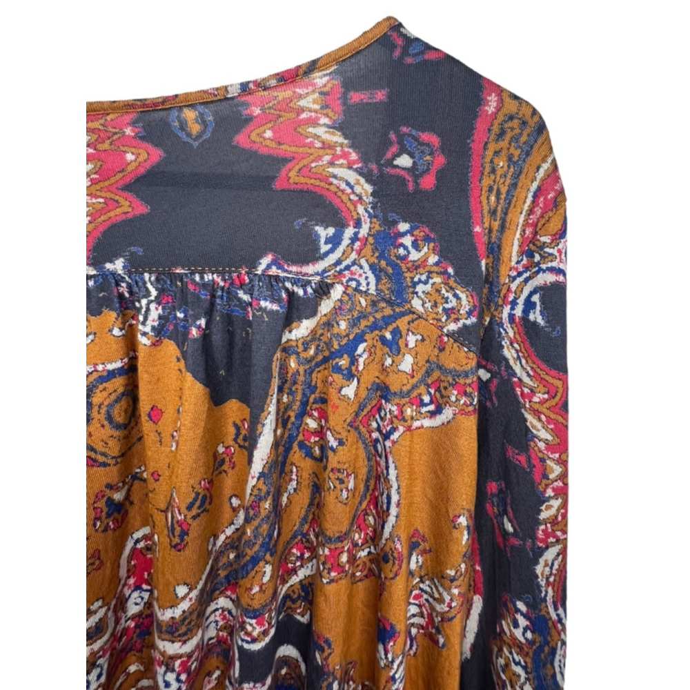 Free People Fiona's Wrap Paisley Bohemian Blouse With Bell Sleeves - Picture 6 of 7